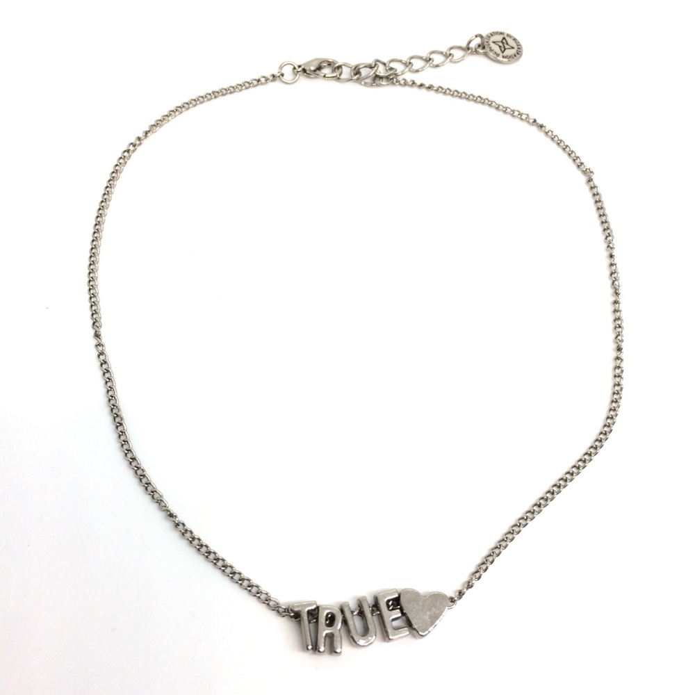 3/$30 BCBGENERATION TRUE LOVE SILVER TONE HEART LETTERS NECKLACE CUTE DAINTY